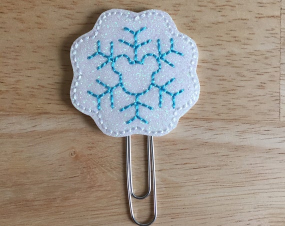 Blue Mouse Glitter Snowflake Clip/Planner Clip/Bookmark. Mouse Planner Clip. Mouse Ears Planner Clip. Snowflake Planner Clip. Winter clip