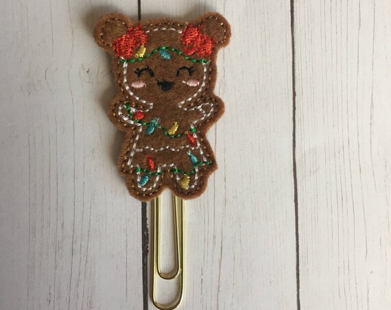 Gingerbread Girl with Lights planner Clip/Planner Clip/Bookmark. Gingerbread Planner Clip. Christmas light planner clip. Lights planner clip