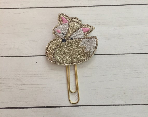 Glitter Sleeping Fox Paper Clip/Planner Clip. Fox Planner Clip. Fall Planner Clip. Animal Planner Clip. Woodland Planner Clip