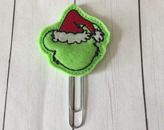 Mean Green Mouse Clip/Planner Clip/Bookmark. Mouse Planner Clip. Green Guy Planner Clip. Christmas planner clip. Winter planner clip