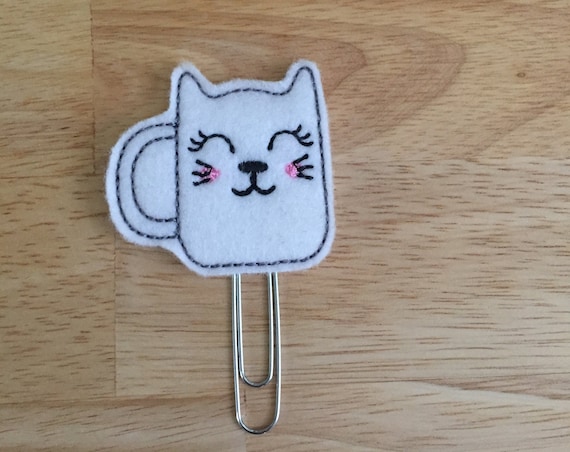 Meow Coffee Please Cat Coffee Clip/Planner Clip/Bookmark. Coffee Mug Planner Clip. Cat Coffee Mug. Crazy Cat Lady.
