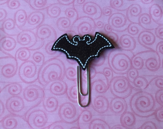 Black Glitter Bat Clip/Planner Clip/Bookmark. Glitter Planner Clip. Bat Planner Clip. Halloween Planner Clip. Fall Planner Clip