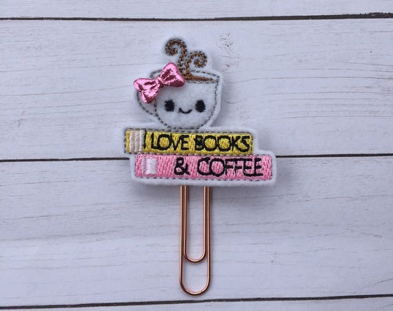 Book & Coffee Lover planner Clip/Planner Clip/Bookmark. Book Planner Clip. Coffee Planner Clip. Book Love Bookmark