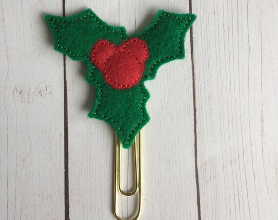 Mouse Holly planner Clip/Planner Clip/Bookmark. Holly Planner Clip. Mouse Planner Clip. Christmas Planner Clip. Holiday Planner Clip