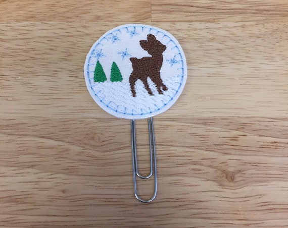 Winter Deer Scene planner Clip/Planner Clip/Bookmark. Glitter Planner Clip. Deer Planner Clip. Christmas Planner Clip.