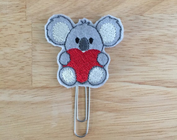 Valentine Koala Clip/Planner Clip/Bookmark. Koala Planner Clip. Valentine Planner Clip. Heart Planner Clip. Animal Planner Clip