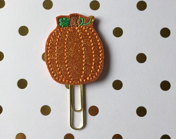 Orange Glitter Pumpkin planner Clip/Planner Clip/Bookmark. Pumpkin planner clip. Fall Planner Clip
