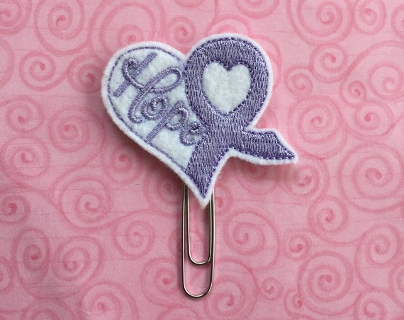 Lavender & White Hope Awareness Ribbon Clip/Planner Clip/Bookmark. Awareness Planner Clip. Ribbon Planner Clip. Hope Planner Clip