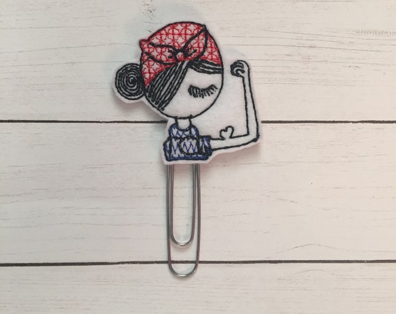 Girl Fighter Clip/Planner Clip/Bookmark. Strong Female Planner Clip. Girl Planner Clip. Rosie Planner Clip