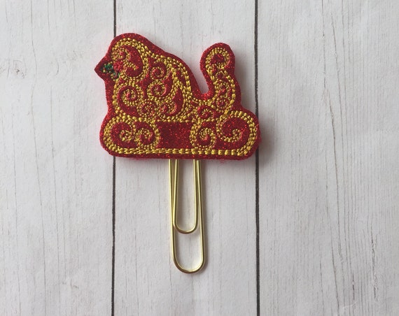 Red Victorian Sleigh Clip/Planner Clip/Bookmark. Winter Planner Clip. Christmas Planner Clip. Sleigh Planner Clip. Santa Planner Clip
