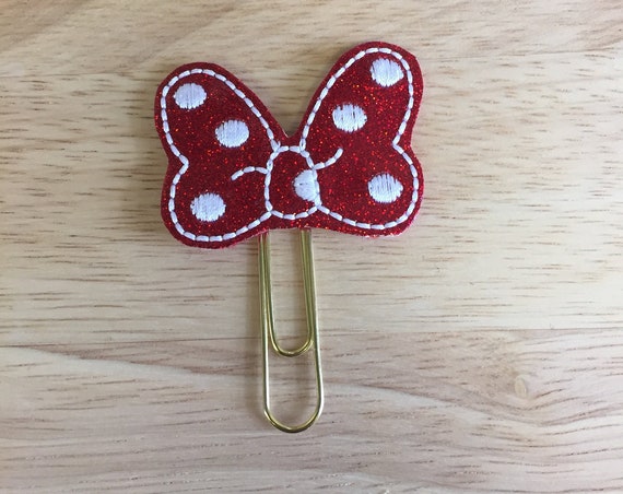 Glitter Polka Dot Mouse Bow Clip/Planner Clip/Bookmark. Mouse Bow Planner Clip. Mouse Planner Clip. Minnie Bow