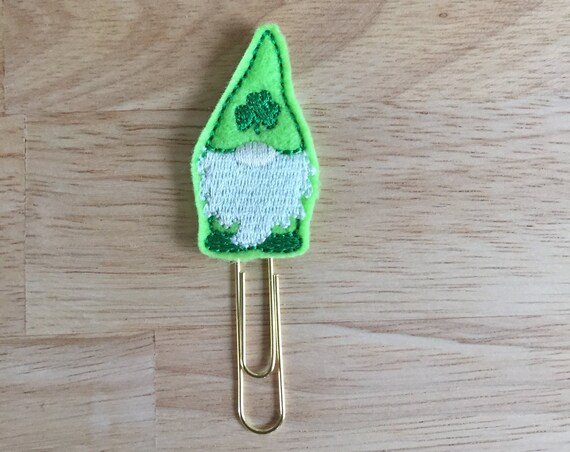 St Patrick's Day Gnome planner Clip/Planner Clip/Bookmark. St Patricks Day Planner Clip. Gnome Planner Clip. Clover Planner Clip