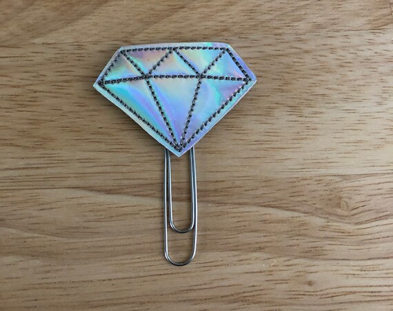 Holographic Diamond planner Clip/Planner Clip/Bookmark. Diamond Planner Clip. Gemstone Planner Clip. Holo Planner Clip. Wedding Planner Clip