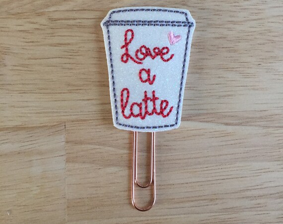 Glitter Valentine Latte Clip/Planner Clip/Bookmark. Valentine Planner Clip. Love A Latte. Coffee Planner Clip. Heart Planner Clip