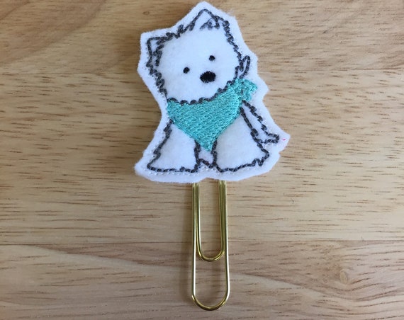 Dog With Aqua Bandana Planner Clip. Dog Planner Clip. Animal Planner Clip