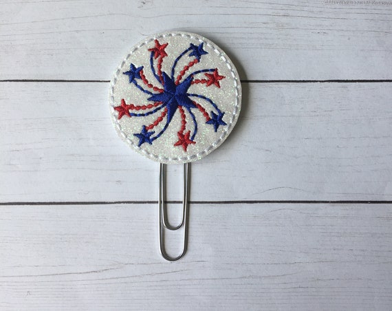Round Glitter Fireworks Planner Clip/Planner Clip/Bookmark. Patriotic Planner Clip. 4th of July Clip. Glitter Planner Clip. Easter Planner