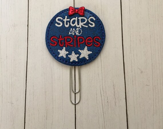 Glitter Stars & Stripes Planner Clip/Planner Clip/Bookmark. Patriotic Planner Clip. 4th of July Clip. Glitter Planner Clip.