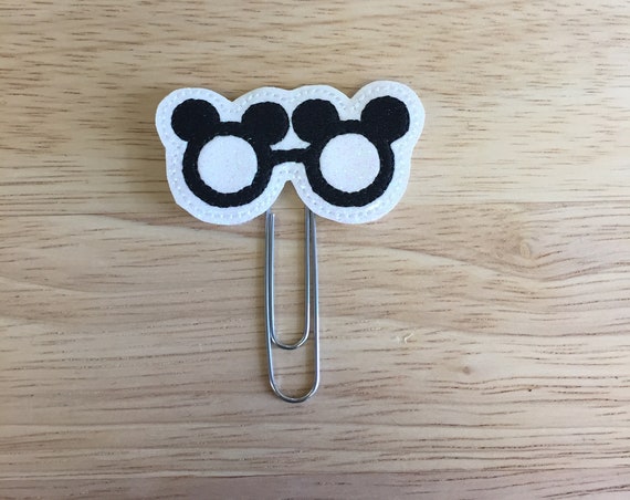 Glitter Vinyl Mouse Glasses Clip/Planner Clip/Bookmark. Mouse Glasses Planner Clip. Mouse Planner Clip. Glasses Planner Clip.