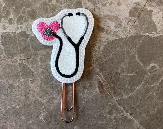 Glitter Vinyl Pink Mouse Stethoscope Planner Clip. Stethoscope Planner Clip. Nurse Planner Clip. Doctor Planner Clip. Hospital Planner Clip.