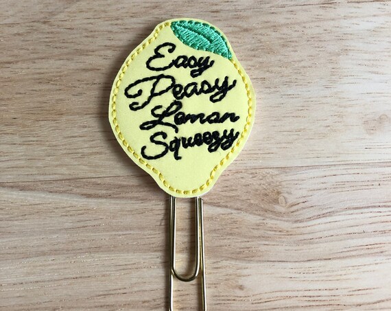Easy Peasy Lemon Squeezy Planner Clip/Planner Clip/Bookmark. Lemon Planner Clip