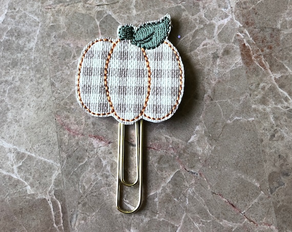 Vinyl Gingham Pumpkin planner Clip/Planner Clip/Bookmark. Pumpkin planner clip. fall planner clip. autumn planner clip.