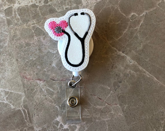 Pink Mouse Stethoscope Badge Reel/ Badge Reel/Nurse Badge Reel. Medical Badge Reel. Doctor Badge Reel