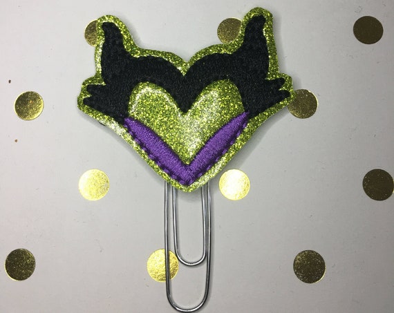 Glitter Maleficent heart Planner Clip/Planner Clip/Bookmark. Maleficent Planner Clip. Evil Planner Clip