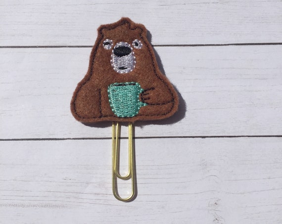 Bearly Awake Planner Clip. Coffee Planner Clip. Bear Planner Clip