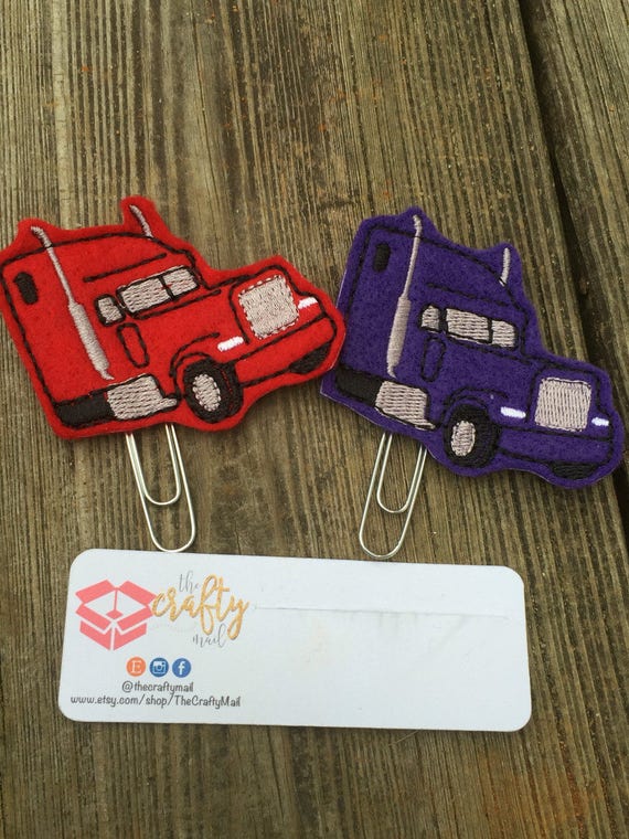 Semi Truck Planner Clip/Planner Clip/Bookmark. Truck planner clip