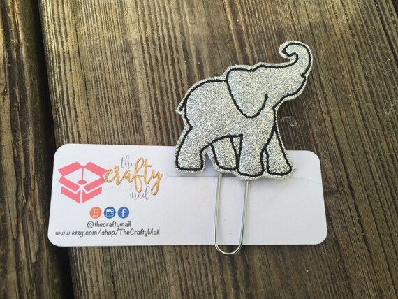 Silver Glitter Elephant Clip/Planner Clip/Bookmark.
