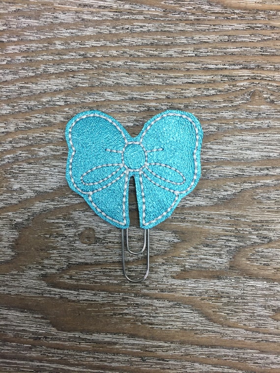 Teal Vinyl Bow planner Clip/Planner Clip/Bookmark. Bow Planner Clip. Glitter planner clip. Teal Bow. Fancy Bow Planner Clip