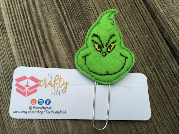 Mean Green Planner Clip/Paper Clip/Feltie Clip. Christmas planner clips. Holiday planner clip. Christmas planner clip