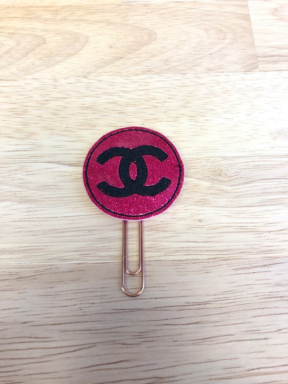 Hot Pink Glitter Logo Clip/Planner Clip/Bookmark. Logo Planner Clip. Designer Planner Clip. Coco Planner Clip