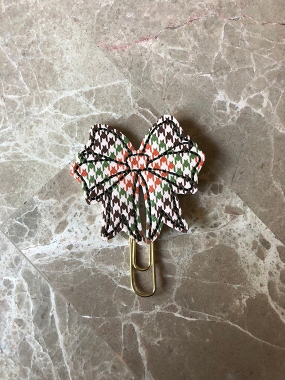 Houndstooth print Bow Clip/Planner Clip/Houndstooth Bow. Bow planner clip