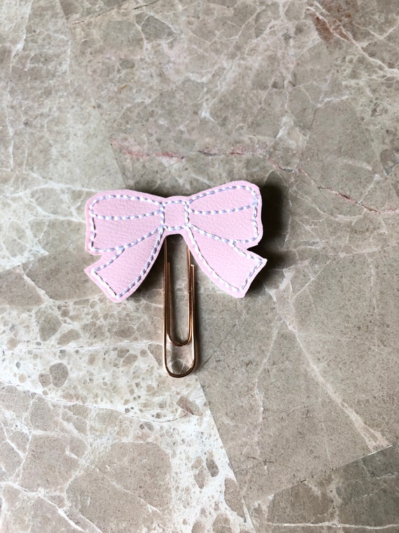 Pink Vinyl Dress Bow planner Clip/Planner Clip/Bookmark. Bow Planner Clip. Pink Bow planner clip.