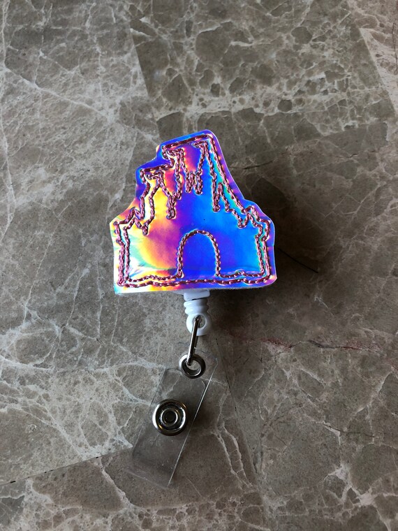 Holographic Princess Castle Badge Reel/ Badge Reel/Nurse Badge Reel. Princess Badge Reel. Castle Badge Reel