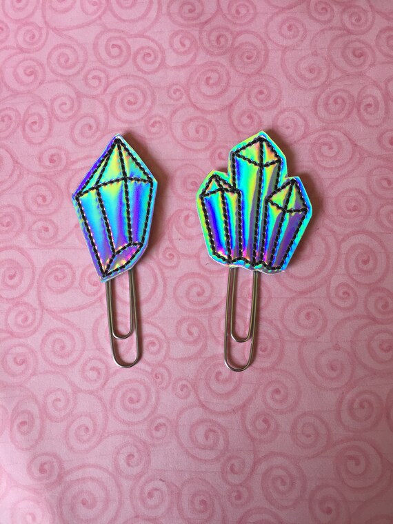 Holographic Crystals planner Clip/Planner Clip/Bookmark. Choose Single Crystal or Cluster. Crystals Planner Clip. Holographic Planner Clip