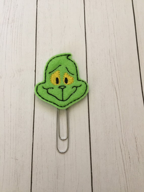 Cartoon Mean Green Planner Clip/Paper Clip/Feltie Clip. Christmas planner clips. Holiday planner clip. Christmas planner clip