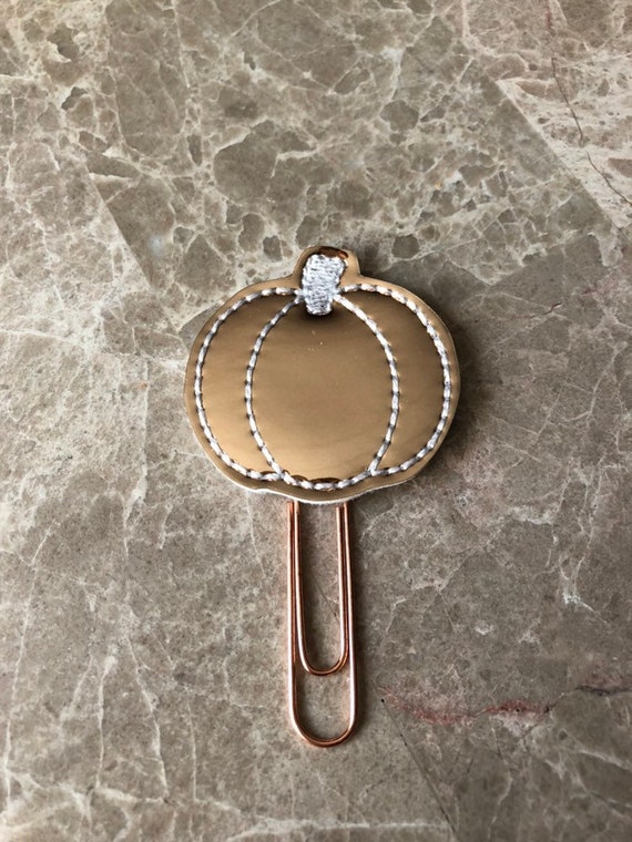 Rose Gold Pumpkin planner Clip/Planner Clip/Bookmark. Pumpkin planner clip. fall planner clip. autumn planner clip.