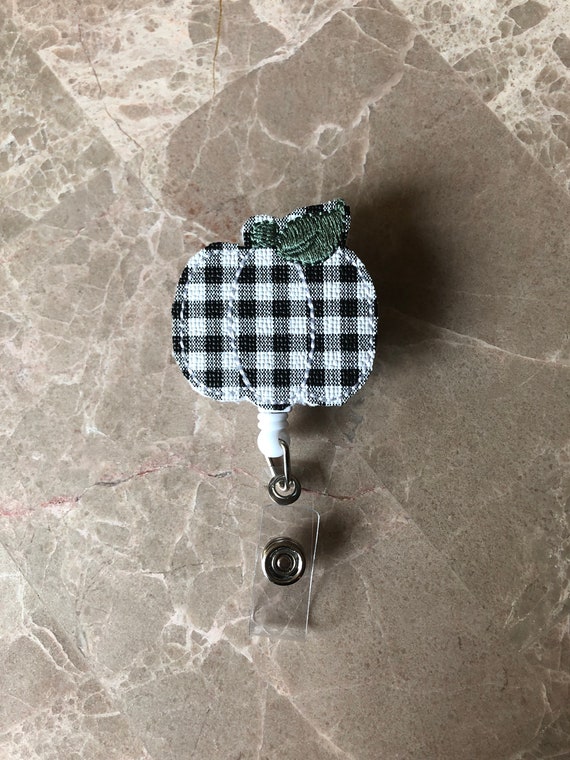 Black Gingham Pumpkin Badge Reel/Fall Badge Reel/Halloween Badge Reel/Nurse Badge Reel/Pumpkin Badge Reel