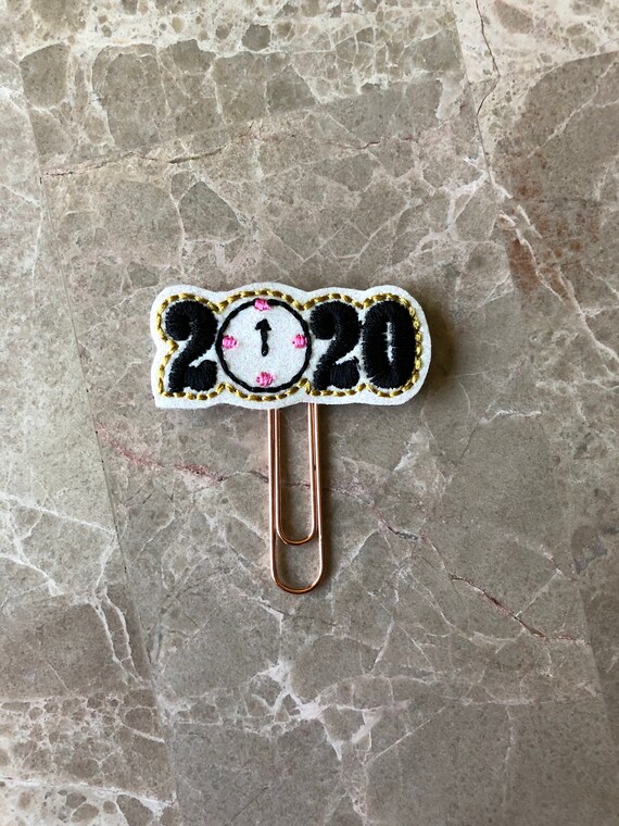 2020 Planner Clip/Planner Clip/Bookmark. New Year Planner Clip. Clock Planner Clip. Glitter Planner Clip