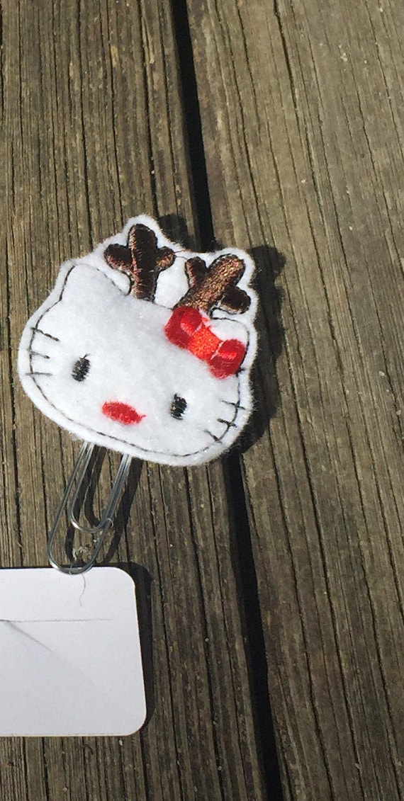 Christmas Reindeer Kitty Planner Clip/Paper Clip/Feltie Clip. Christmas planner clips