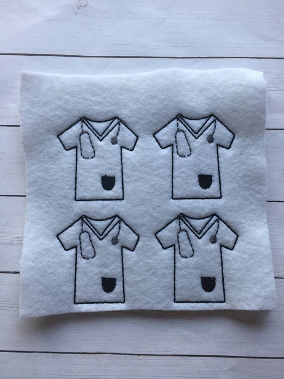 Set of 4 Nurse Scrubs Felties/Felt Embellishments/Planner Supplies/Planner Feltie/Wholesale Felties/Bow Embellishments/Nurse felties