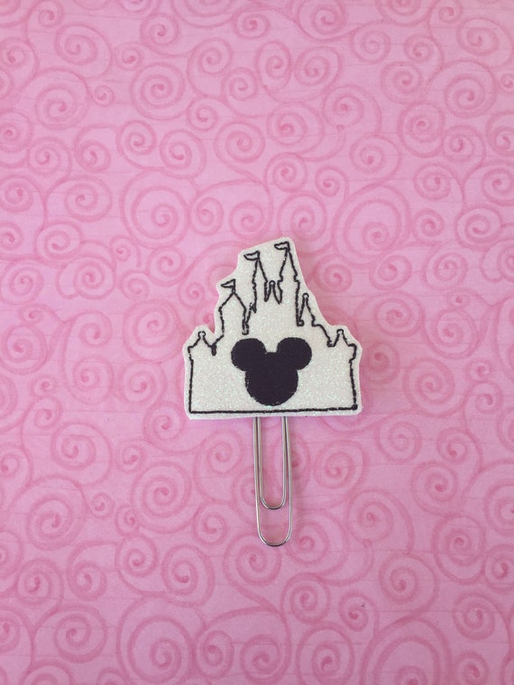 White Glitter Mouse Castle Clip/Planner Clip/Bookmark. Mouse Planner Clip. Castle Planner Clip. Theme park castle