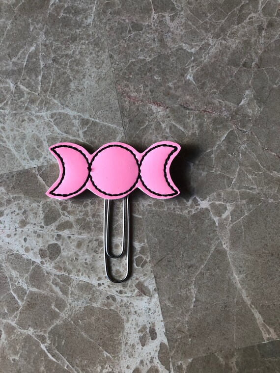 Glow In The Dark Triple Moon Feltie Clip/Planner Clip/Bookmark. Moon Planner Clip. Triple Moon Planner Clip