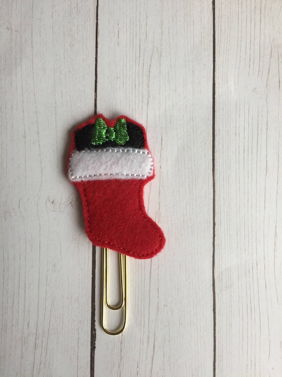 Miss Mouse Stocking planner Clip/Planner Clip/Bookmark. Mouse Planner Clip. Stocking Planner Clip. Christmas planner clip. holiday planner