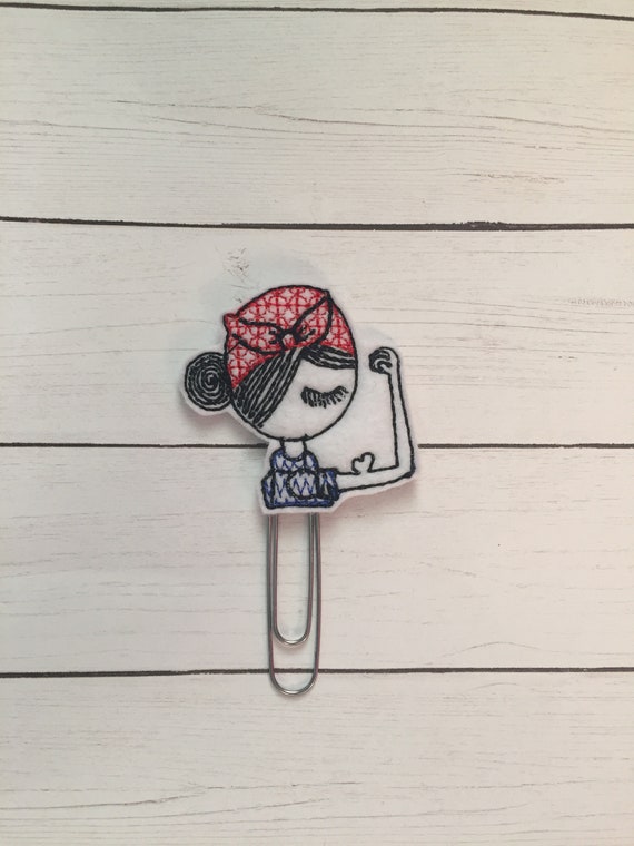 Girl Fighter Clip/Planner Clip/Bookmark. Strong Female Planner Clip. Girl Planner Clip. Rosie Planner Clip