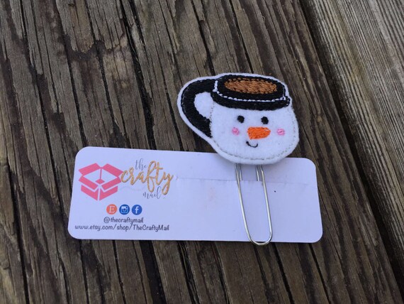 Frosty Coffee Mug Planner Clip/Paper Clip/Feltie Clip. Coffee Planner Clip. Snowman planner clip. Christmas Planner Clip
