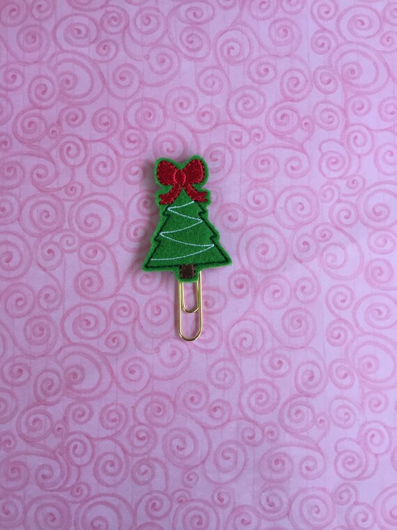 Christmas Tree With Bow Clip/Planner Clip/Bookmark. Tree Planner Clip. Christmas Planner Clip. Bow Planner Clip.