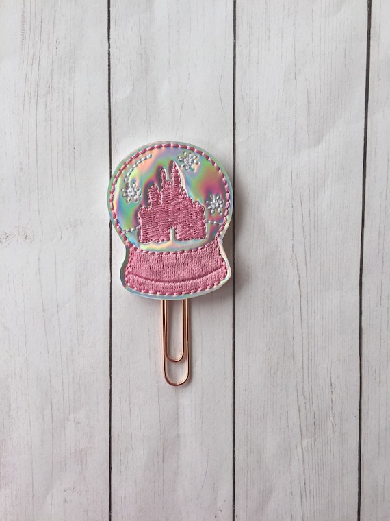 Holographic Castle Globe planner Clip/Planner Clip/Bookmark. Character Planner Clip. Globe Planner Clip. Castle planner clip. Snow Globe